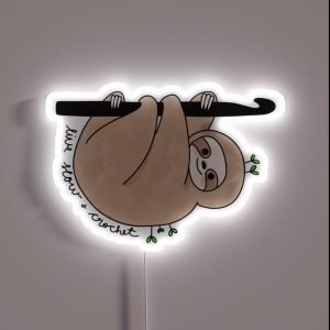 Sloth Live Slow And Crochet RGB Neon Sign Sloth Live Slow And Crochet RGB Neon Sign