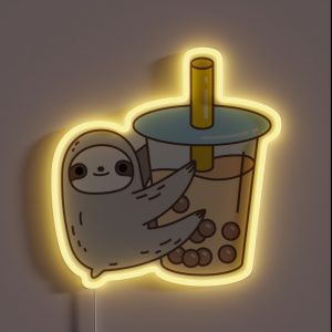 Sloth Loves Bubble Tea RGB Neon Sign Sloth Loves Bubble Tea RGB Neon Sign