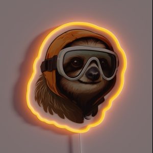 Sloth Wearing Ski Goggles RGB Neon Sign