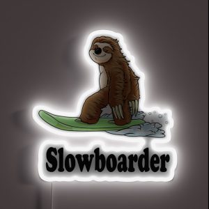 Slowboarder Funny Snowboard Sloth RGB Neon Sign