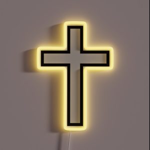 Small Christian Cross Outline RGB Neon Sign