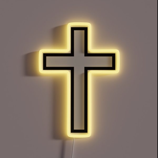 Small Christian Cross Outline RGB Neon Sign