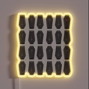 Small Gothic Lesbian Pride Cross Coffins RGB Neon Sign