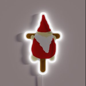 Small Santa Gnome On Cross RGB Neon Sign