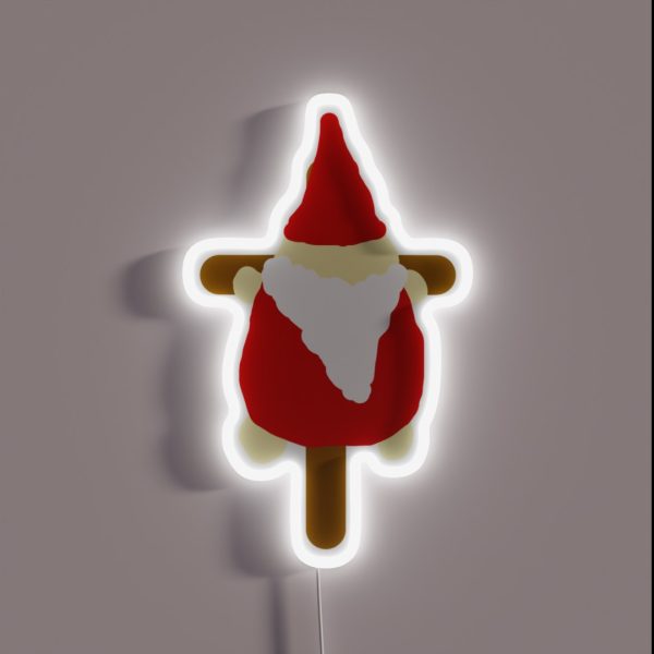 Small Santa Gnome On Cross RGB Neon Sign