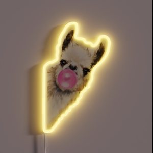Sneaky Llama With Bubble Gum RGB Neon Sign Sneaky Llama With Bubble Gum RGB Neon Sign
