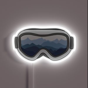 Snow Goggles With View Of Mountain Range RGB Neon Sign
