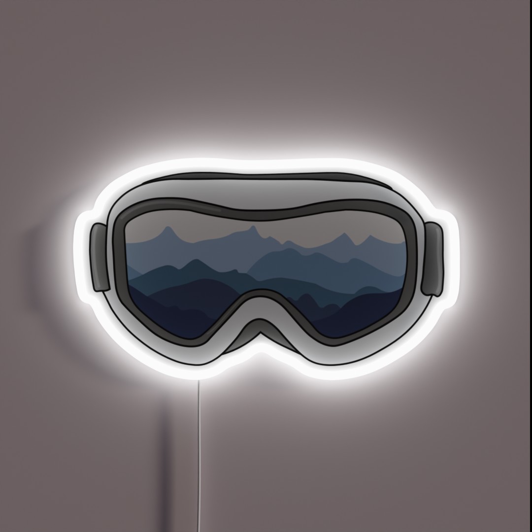 Snow Goggles With View Of Mountain Range RGB Neon Sign Snow Goggles With View Of Mountain Range RGB Neon Sign