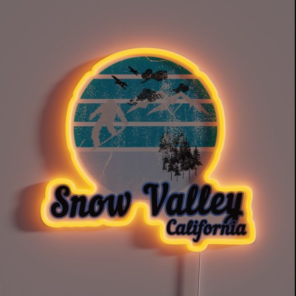 Snow Valley California Usa Winter Ski Resort RGB Neon Sign