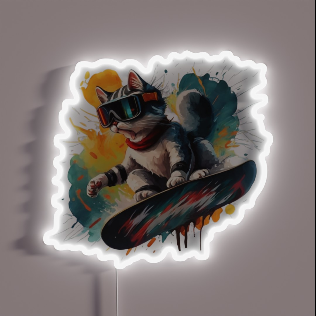 Snowboard Cat RGB Neon Sign Snowboard Cat RGB Neon Sign