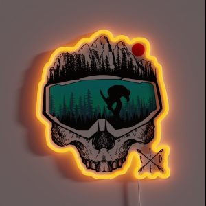 Snowboard Skull RGB Neon Sign