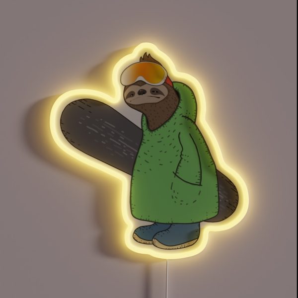 Snowboarding Sloth RGB Neon Sign