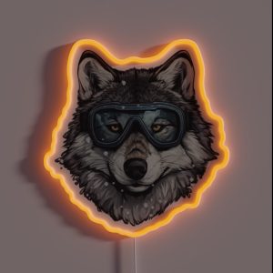 Snowboarding Wolf In Goggles RGB Neon Sign Snowboarding Wolf In Goggles RGB Neon Sign