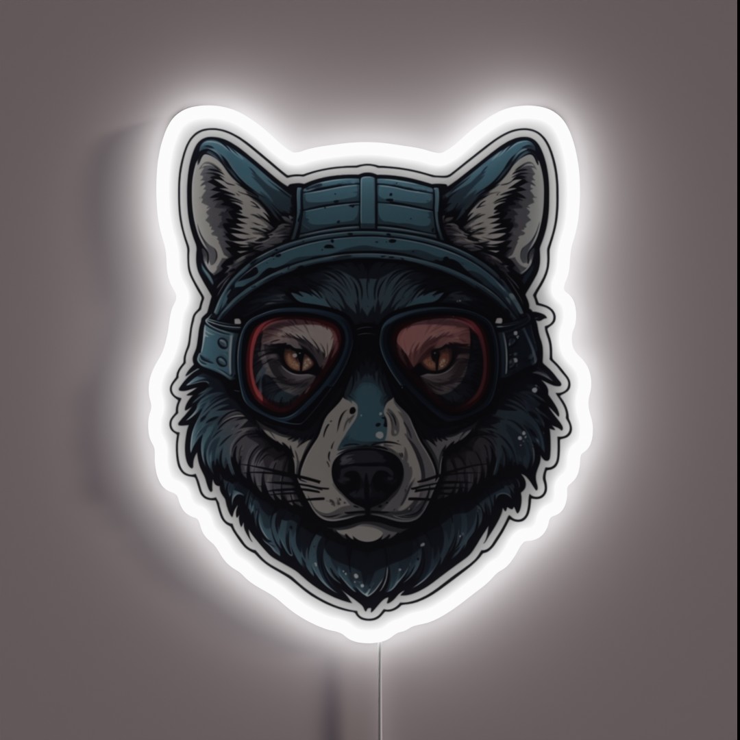 Snowboarding Wolf In Goggles RGB Neon Sign Snowboarding Wolf In Goggles RGB Neon Sign