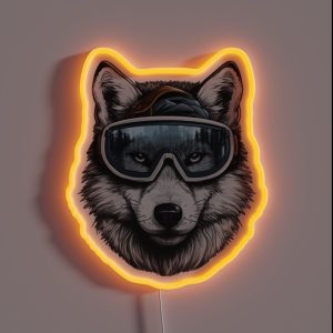 Snowboarding Wolf In Goggles RGB Neon Sign