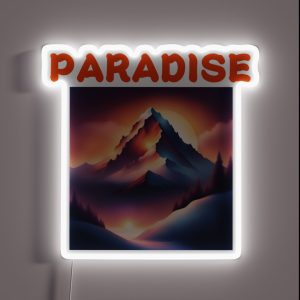 SNOWY MOUNTAIN AT SUNSET RGB Neon Sign