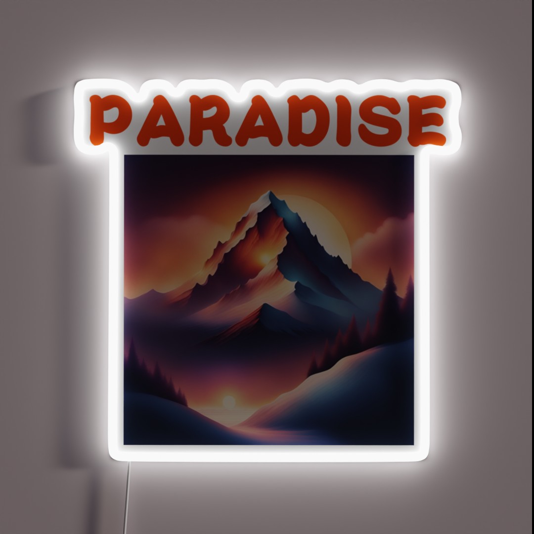 SNOWY MOUNTAIN AT SUNSET RGB Neon Sign SNOWY MOUNTAIN AT SUNSET RGB Neon Sign