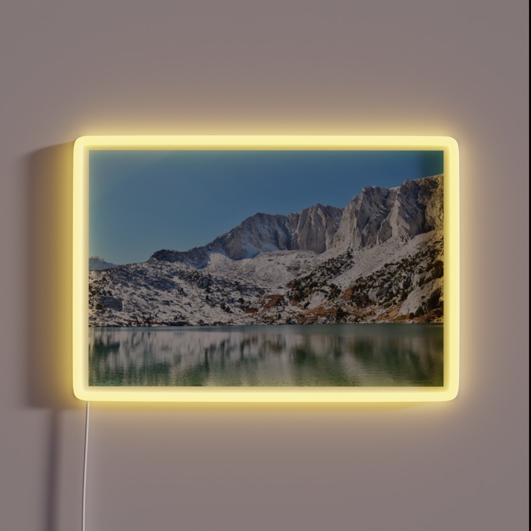 Snowy Mountain Lake Photo RGB Neon Sign Snowy Mountain Lake Photo RGB Neon Sign