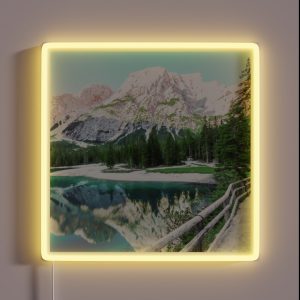 Snowy Mountain Over A Lake RGB Neon Sign