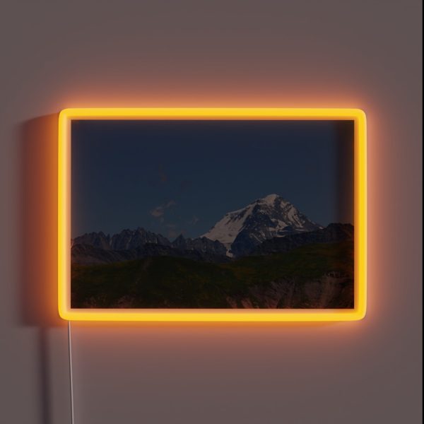 Snowy Mountain Peak Alpine Landscape RGB Neon Sign