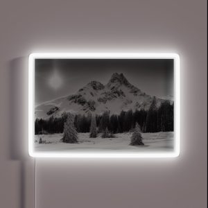 Snowy Mountain Range In A Beautiful Winter Scene RGB Neon Sign