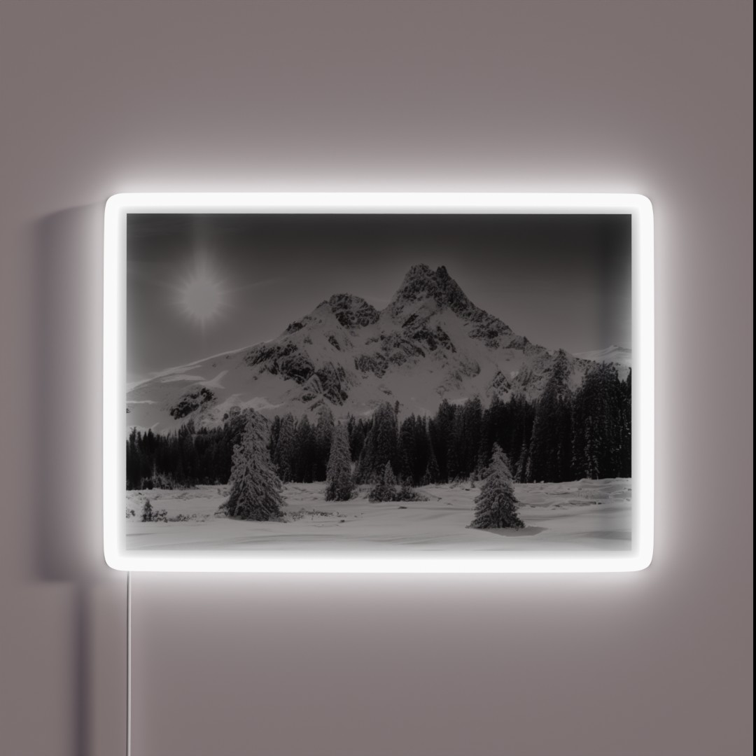 Snowy Mountain Range In A Beautiful Winter RGB Neon Sign Snowy Mountain Range In A Beautiful Winter RGB Neon Sign