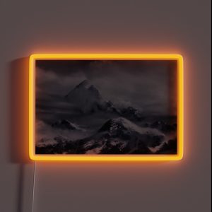 Snowy Mountain Range In A Beautiful Winter Scene RGB Neon Sign