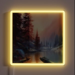 Snowy Mountain River Sunrise RGB Neon Sign Snowy Mountain River Sunrise RGB Neon Sign