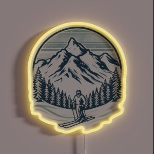 Snowy Mountain Skiing RGB Neon Sign Snowy Mountain Skiing RGB Neon Sign