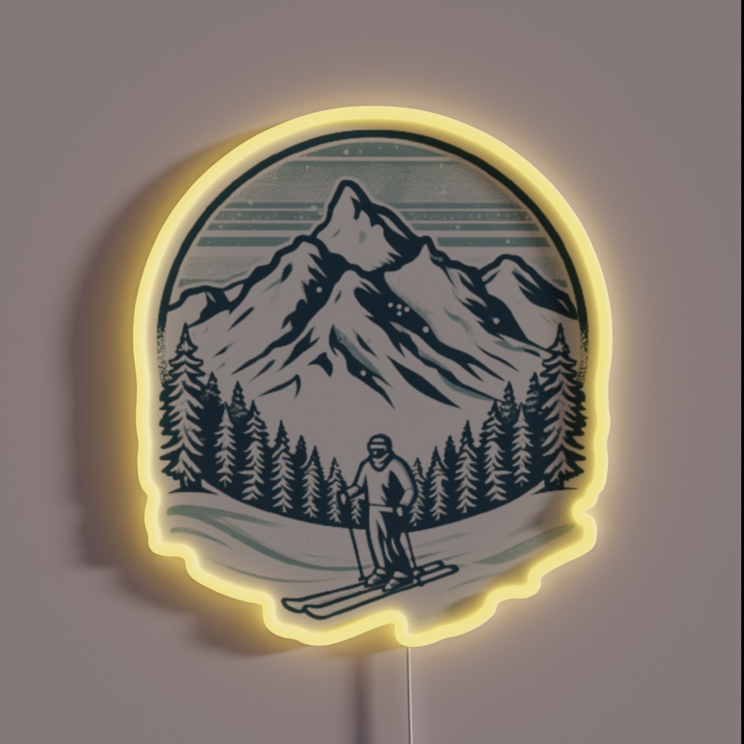Snowy Mountain Skiing RGB Neon Sign Snowy Mountain Skiing RGB Neon Sign