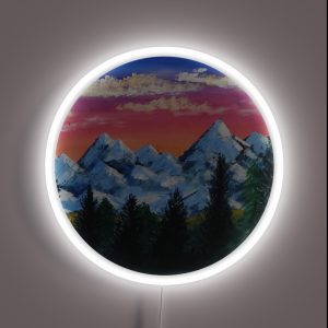 Snowy Mountain Sunset RGB Neon Sign