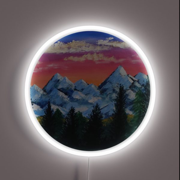 Snowy Mountain Sunset RGB Neon Sign