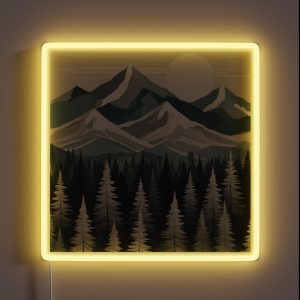 Snowy Mountains With Trees RGB Neon Sign