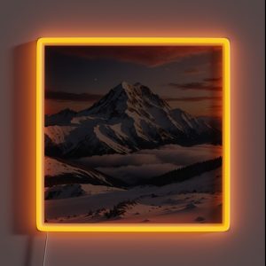 Snowy Sunset Mountain 1 RGB Neon Sign