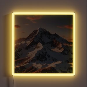 Snowy Sunset Mountain 2 RGB Neon Sign