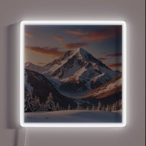 Snowy Sunset Mountain 3 RGB Neon Sign