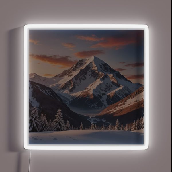 Snowy Sunset Mountain 3 RGB Neon Sign
