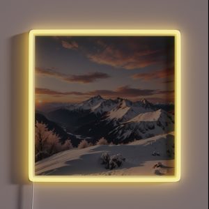 Snowy Sunset Mountain 4 RGB Neon Sign