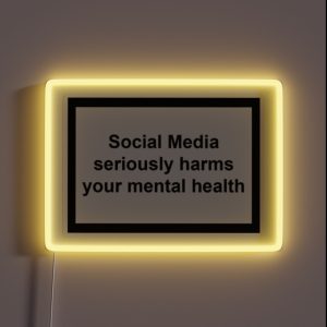 Social Media Harms Mental Health RGB Neon Sign