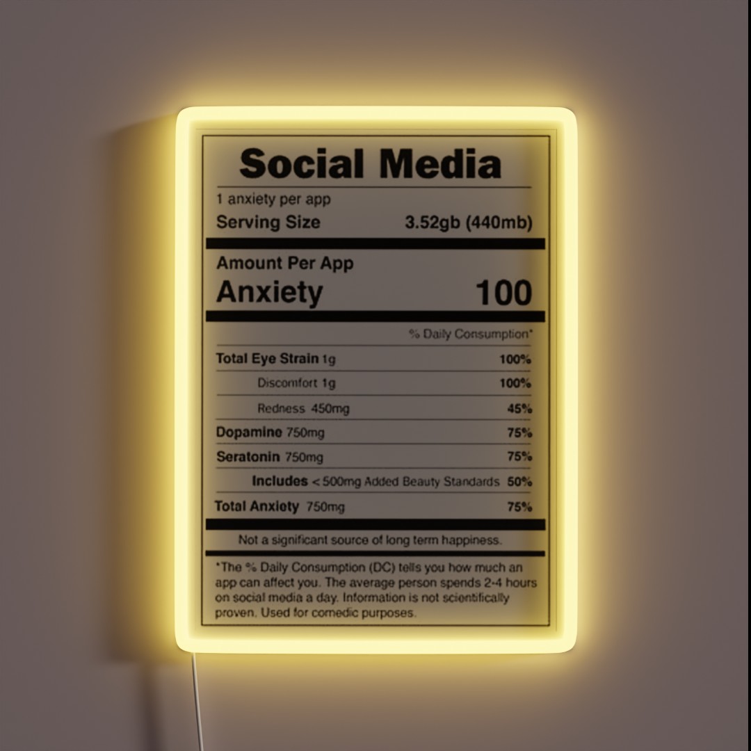 Social Media Nutrional Value RGB Neon Sign Social Media Nutrional Value RGB Neon Sign