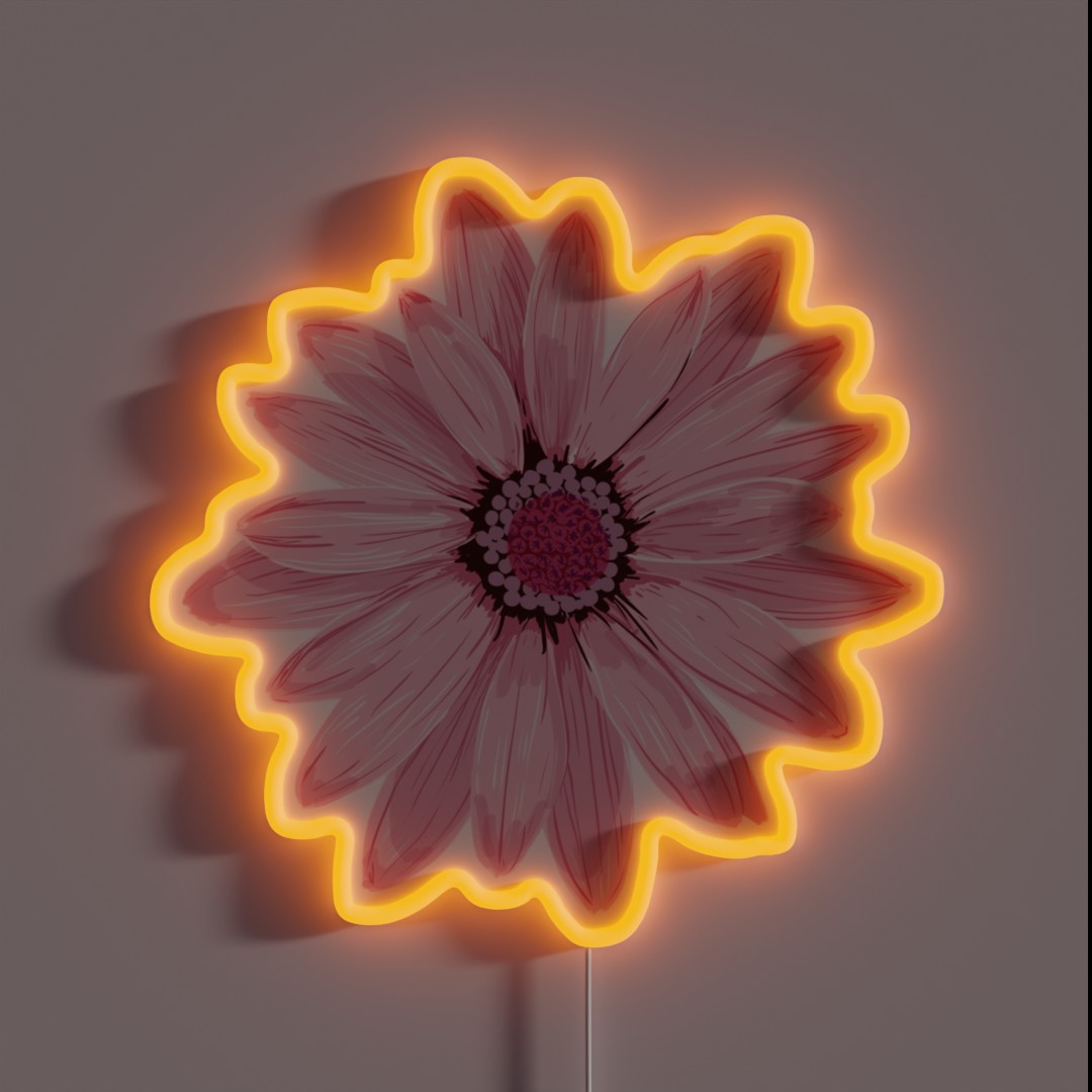 Soft Delicate Light Pink Daisy Illustration RGB Neon Sign Soft Delicate Light Pink Daisy Illustration RGB Neon Sign