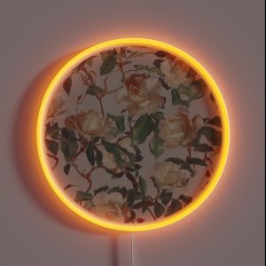 Soft Vintage Rose Pattern RGB Neon Sign