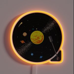Solar System Vinyl Record RGB Neon Sign