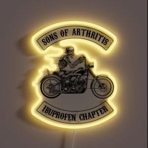Sons Of Arthritis Ibuprofen Chapter Funny Biker Skull RGB Neon Sign