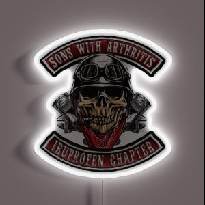 Sons With Arthritis Ibuprofen Chapter Funny Biker Skull RGB Neon Sign Sons With Arthritis Ibuprofen Chapter Funny Biker Skull RGB Neon Sign