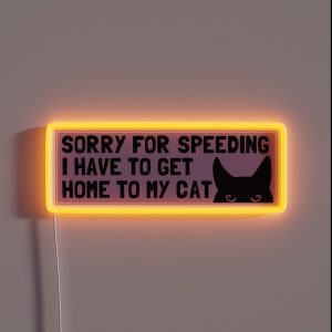 Sorry For Speeding I Have To Get Home To My Cat Cool Bumper RGB Neon Sign