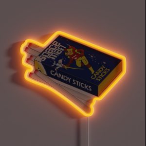 Spaceman Candy Sticks Digital Illustration RGB Neon Sign