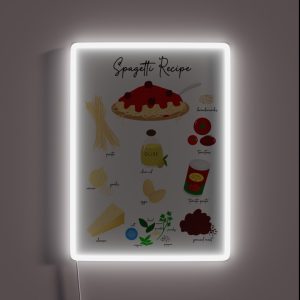 Spaghetti Recipe Illustration RGB Neon Sign