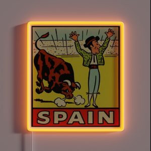 Spain Matador Vintage Travel Decal RGB Neon Sign Spain Matador Vintage Travel Decal RGB Neon Sign