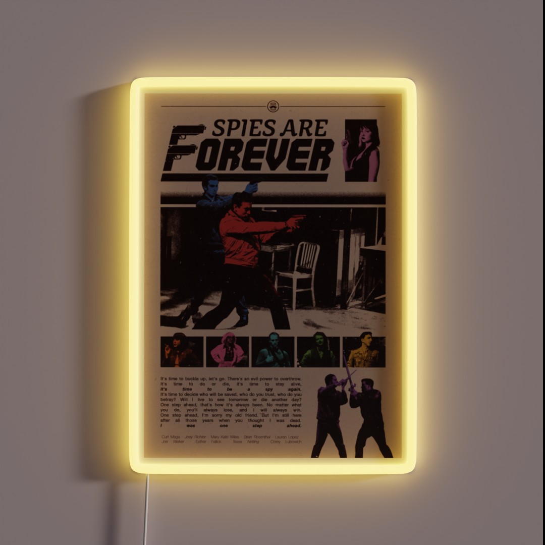Spies Are Forever Vintage Poster RGB Neon Sign Spies Are Forever Vintage Poster RGB Neon Sign